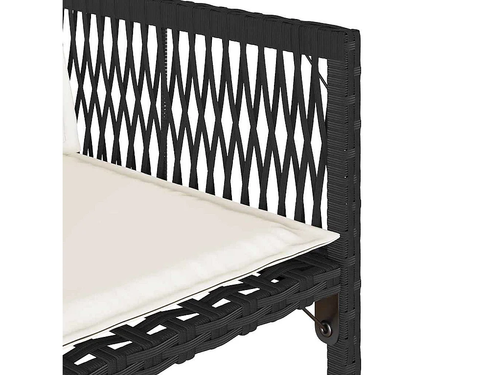 Chaises de jardin lot de 4 avec coussins noir résine tressée