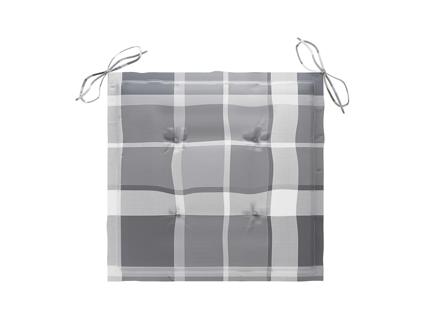 Chaises de jardin et coussins à carreaux gris 6 pièces Teck massif