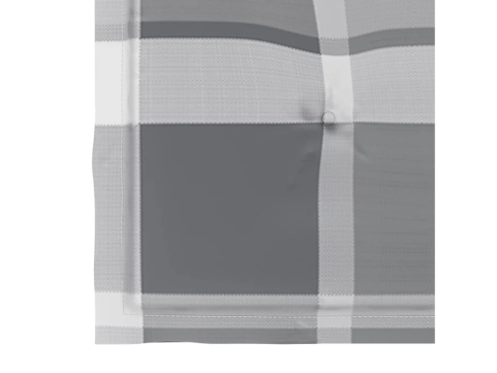 Chaises de jardin et coussins à carreaux gris 6 pièces Teck massif