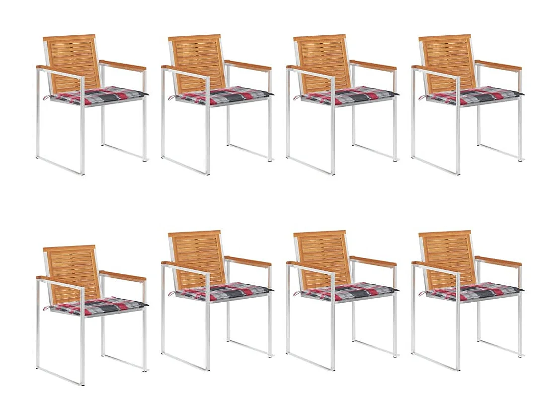 Sillas de jardín y cojines 8 unidades madera maciza de acacia