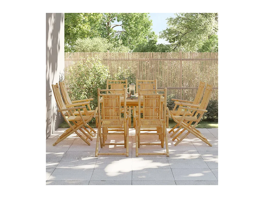 Sillas de jardín plegables 8 unidades bambú 53x66x99 cm