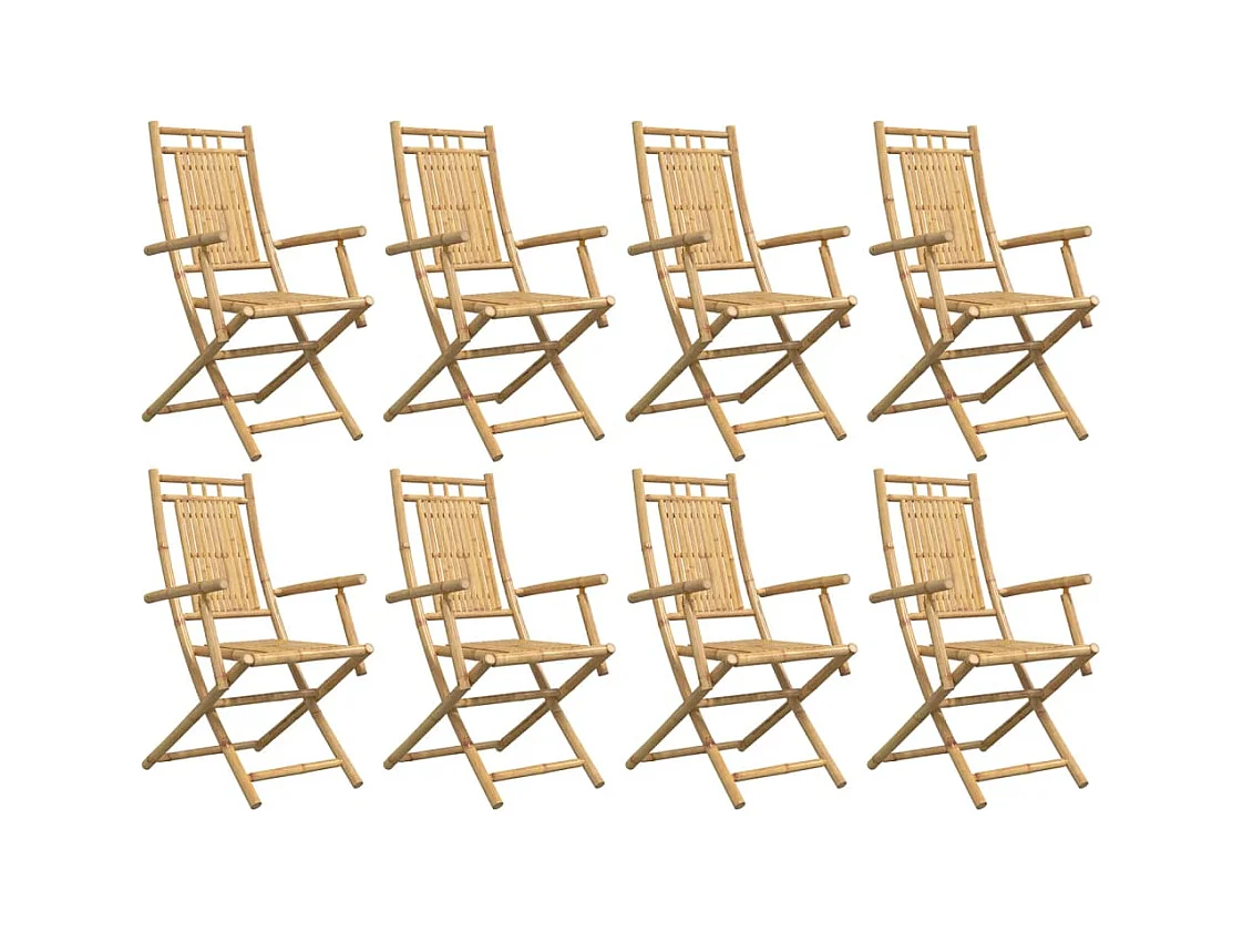 Sillas de jardín plegables 8 unidades bambú 53x66x99 cm