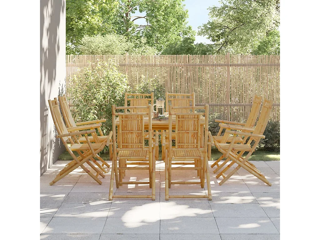 Sillas de jardín plegables 8 unidades bambú 53x66x99 cm