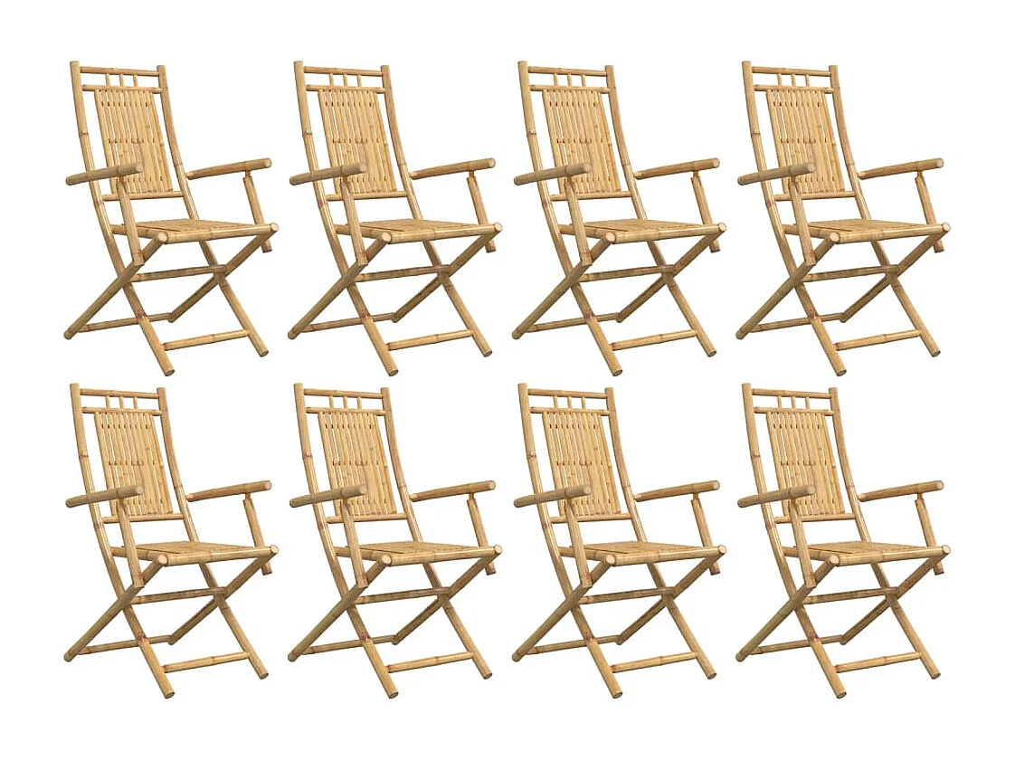 Sillas de jardín plegables 8 unidades bambú 53x66x99 cm