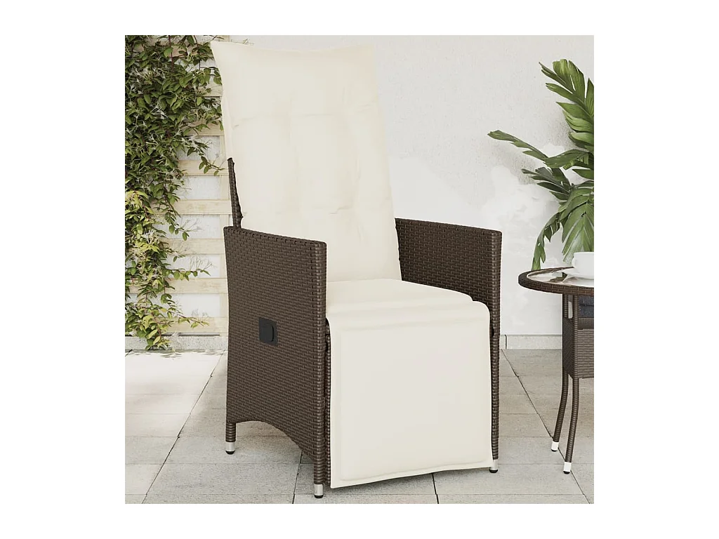 Chaise inclinable de jardin avec coussins marron résine tressée