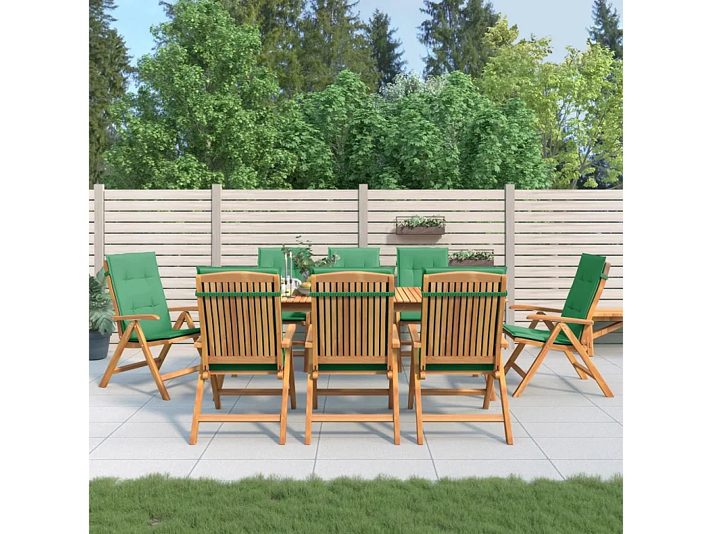Cadeiras de jardim reclináveis com almofadões 8 peças teca maciça