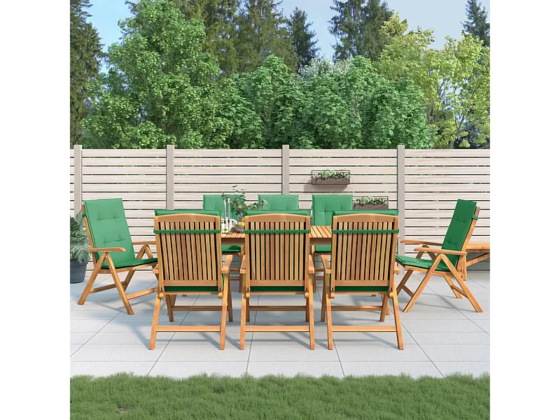 Cadeiras de jardim reclináveis com almofadões 8 peças teca maciça