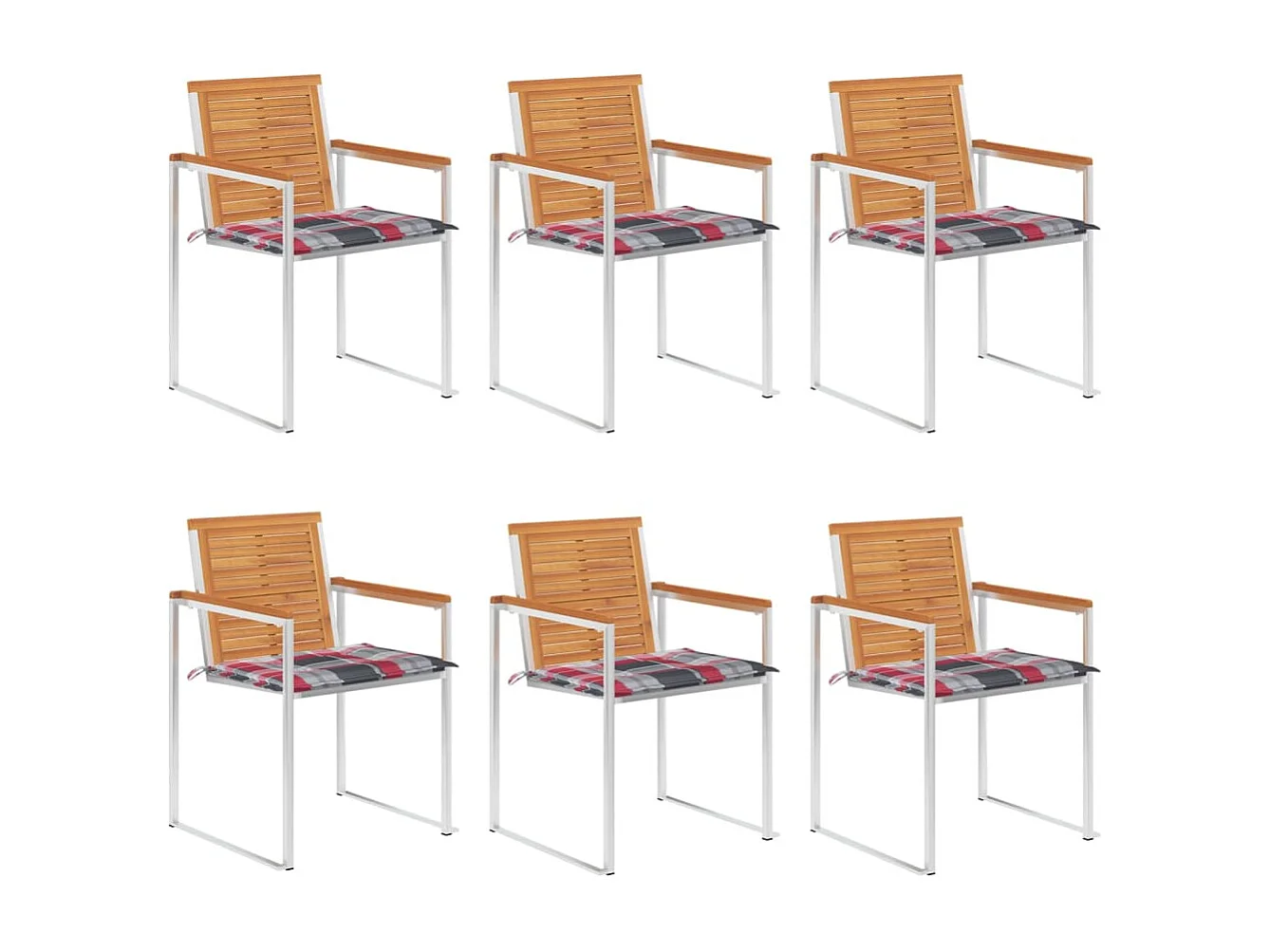 Chaises de jardin 6 pièces avec coussins Bois d'acacia solide