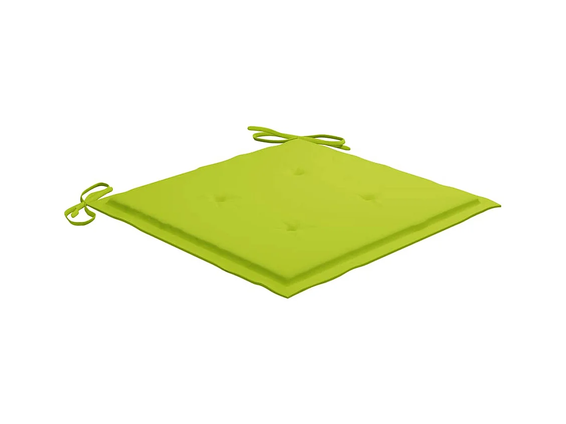 Chaises de jardin avec coussins vert vif 3 pièces Bois de teck