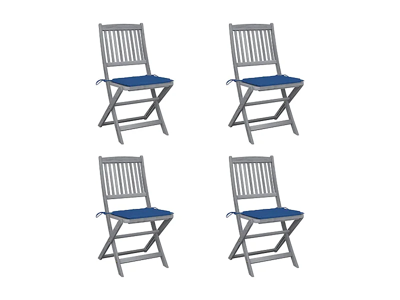 Chaises pliables d'extérieur 4 pièces avec coussins Bois d'acacia