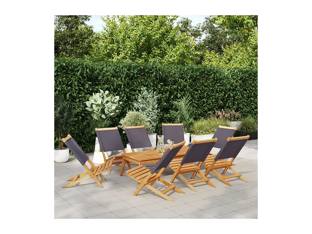 Chaises de jardin pliantes lot de 8 tissu et bois massif