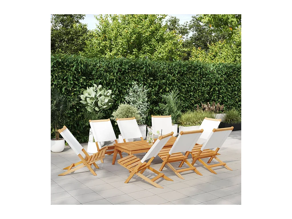 Chaises de jardin pliantes lot de 8 tissu et bois massif