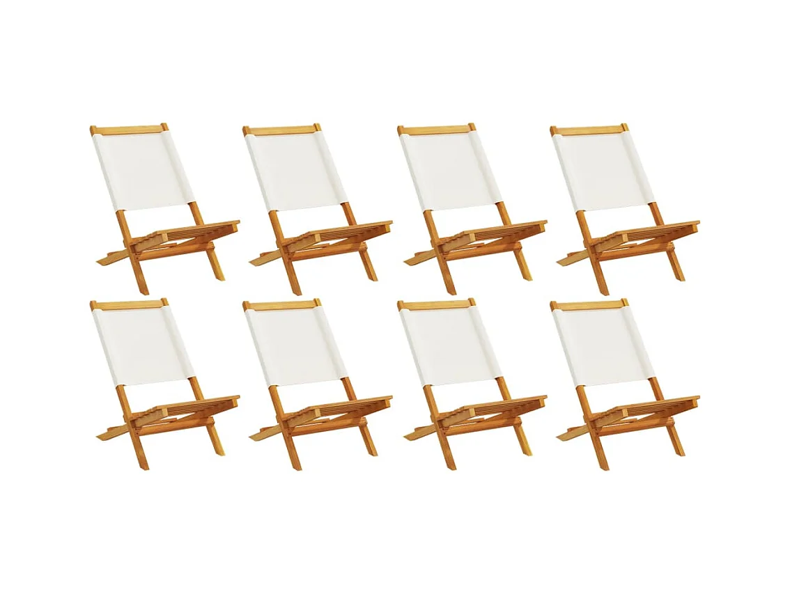 Chaises de jardin pliantes lot de 8 tissu et bois massif
