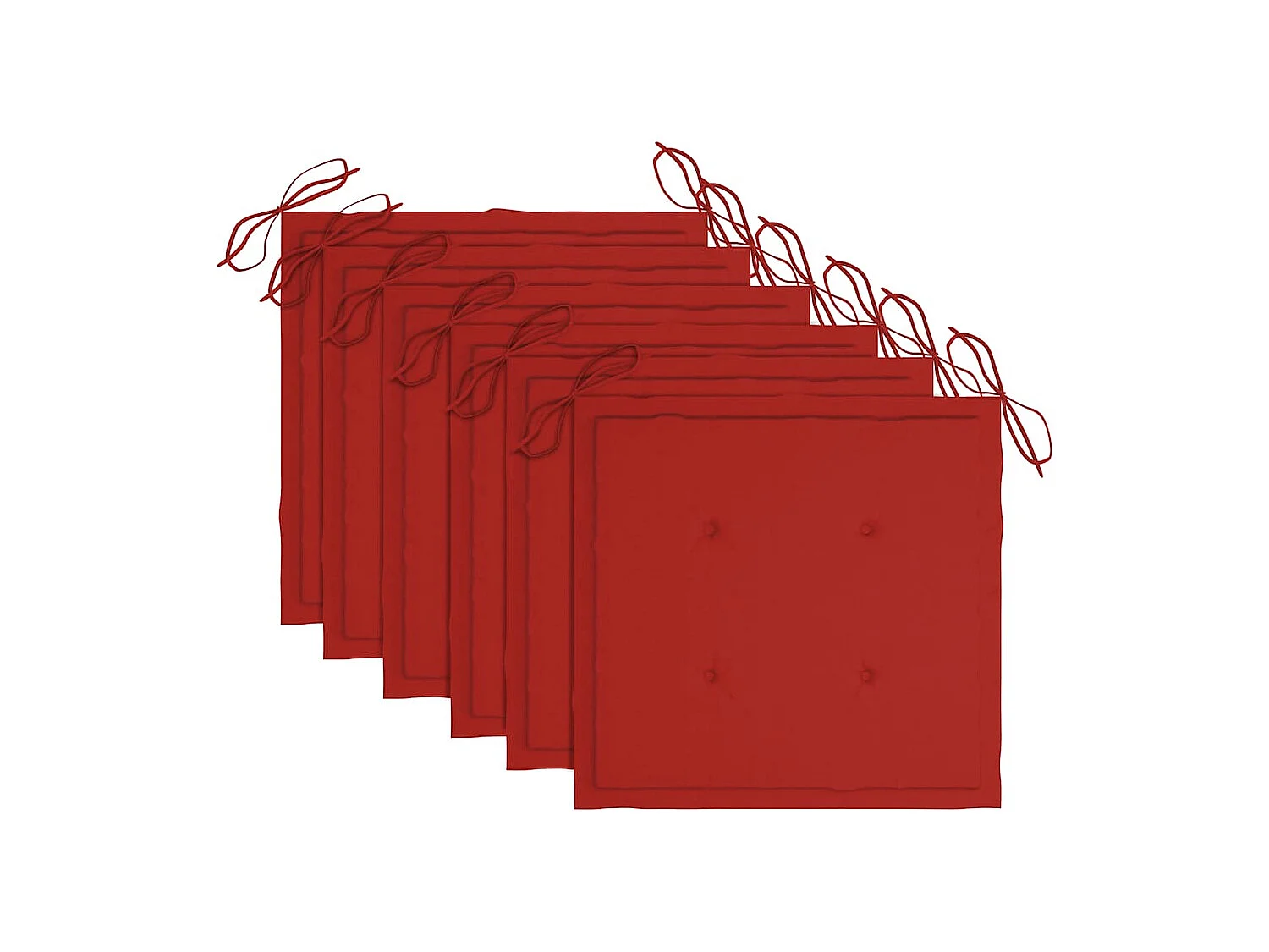 Cadeiras de jardim com almofadões vermelhos 6 peças teca maciça