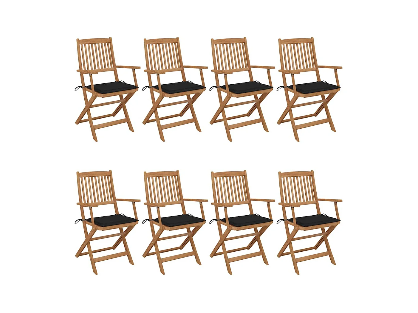 Chaises pliables de jardin 8 pièces avec coussins Bois d'acacia