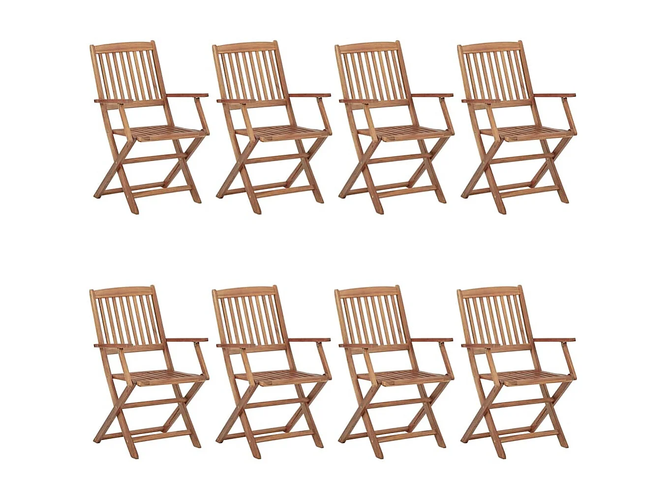 Chaises pliables de jardin 8 pièces avec coussins Bois d'acacia