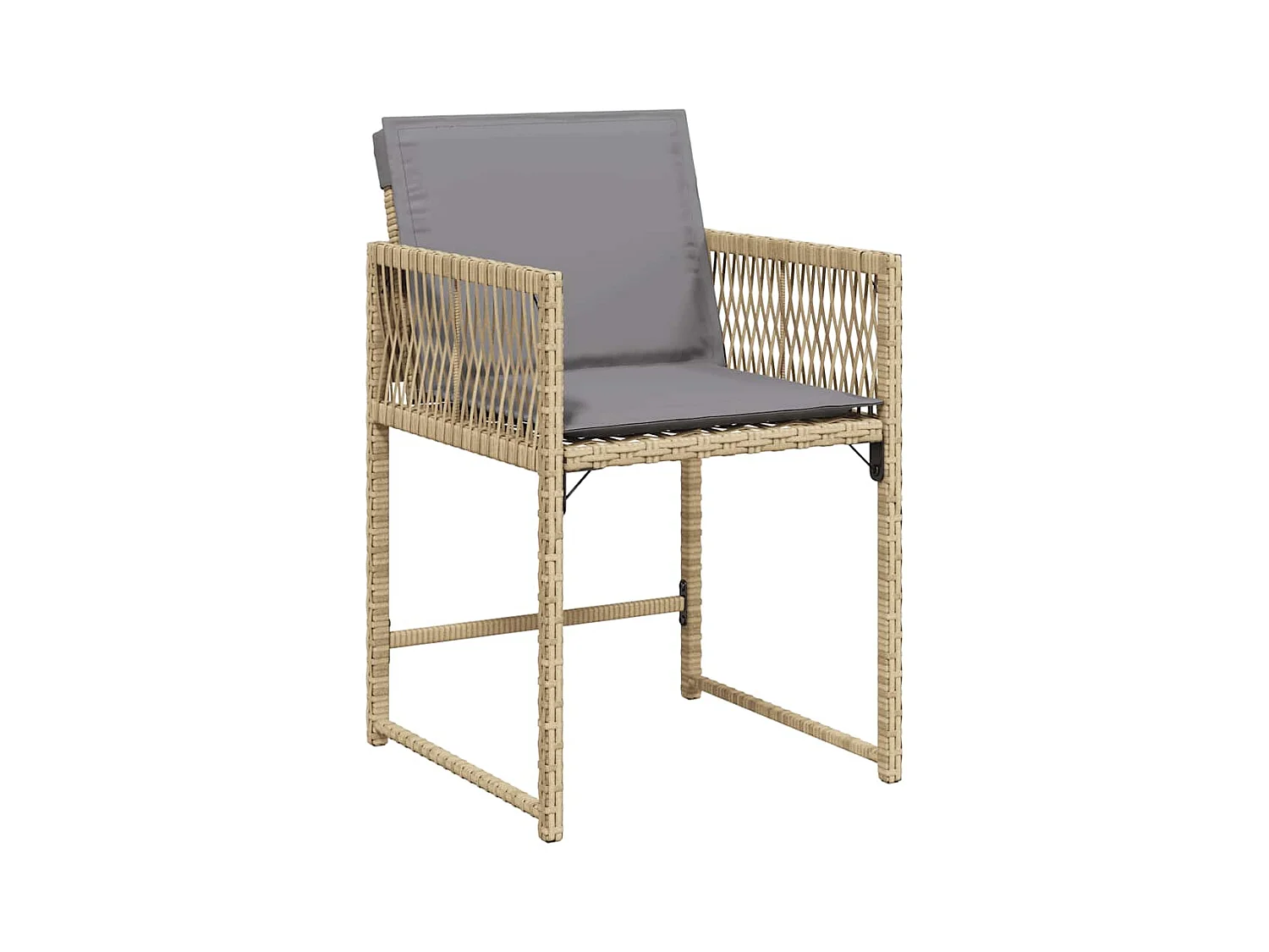 Cadeiras de jardim com almofadões 4 peças vime PE bege misturado