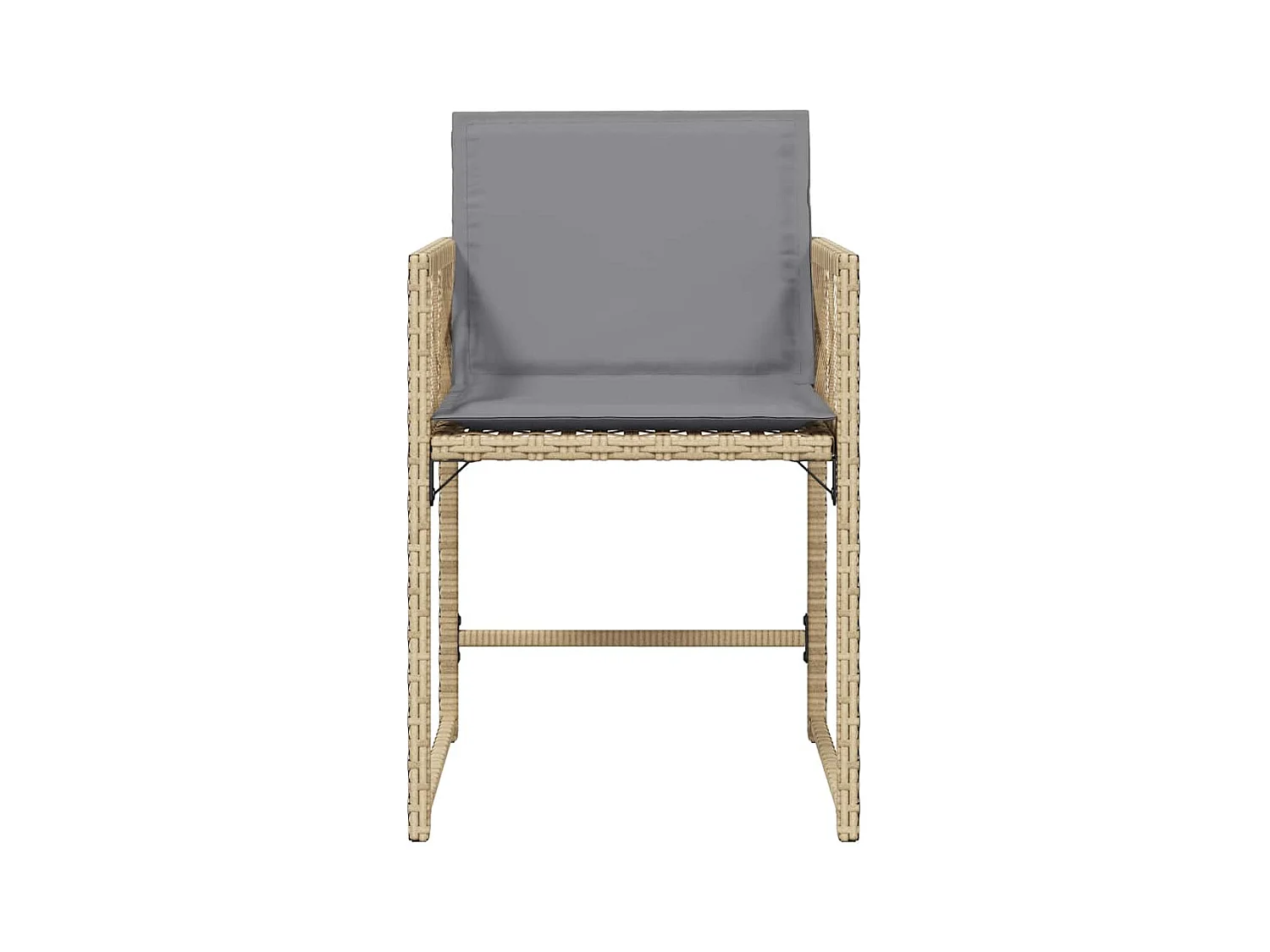 Cadeiras de jardim com almofadões 4 peças vime PE bege misturado