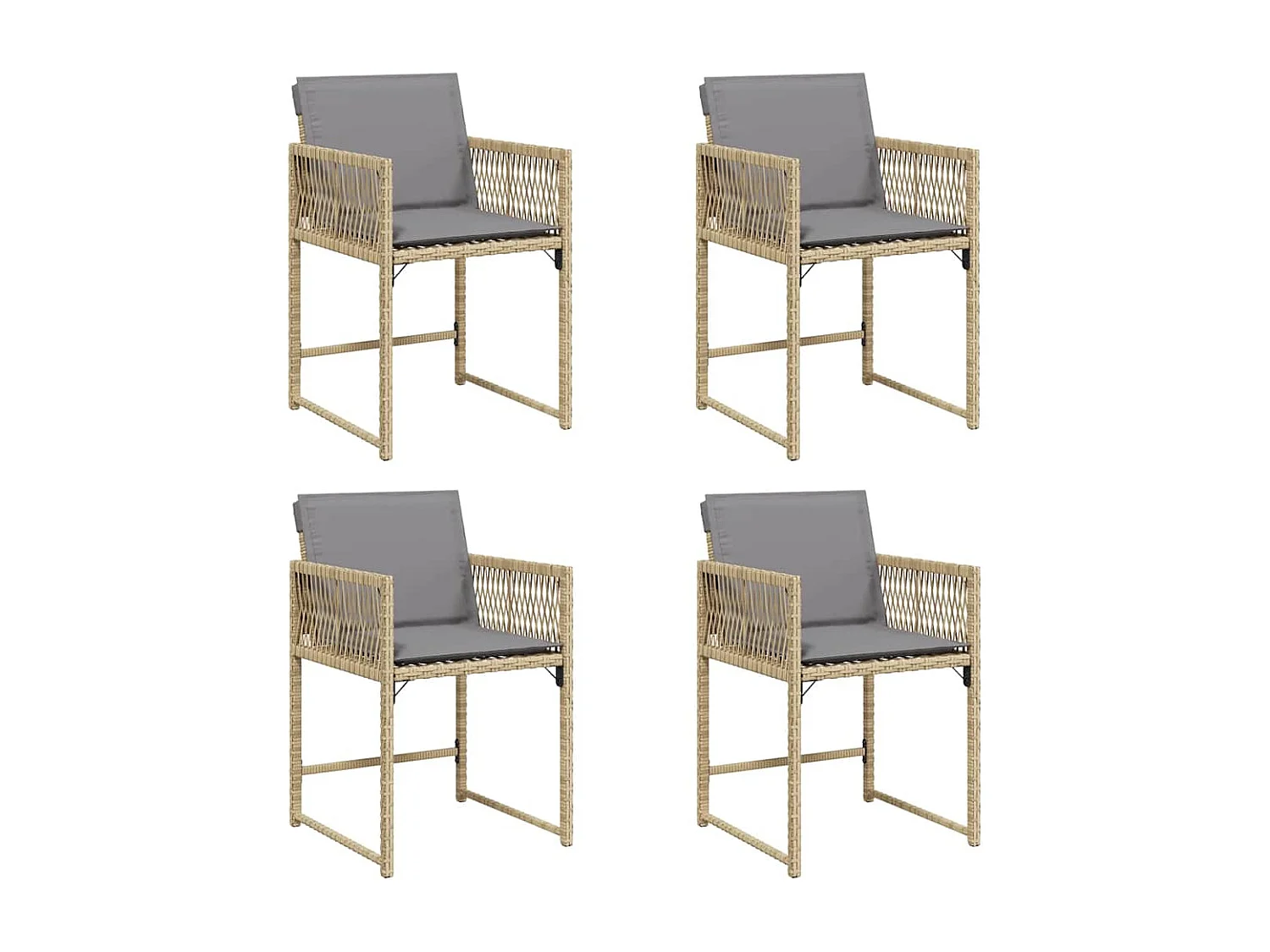 Chaises de jardin avec coussins lot de 4 mélange beige