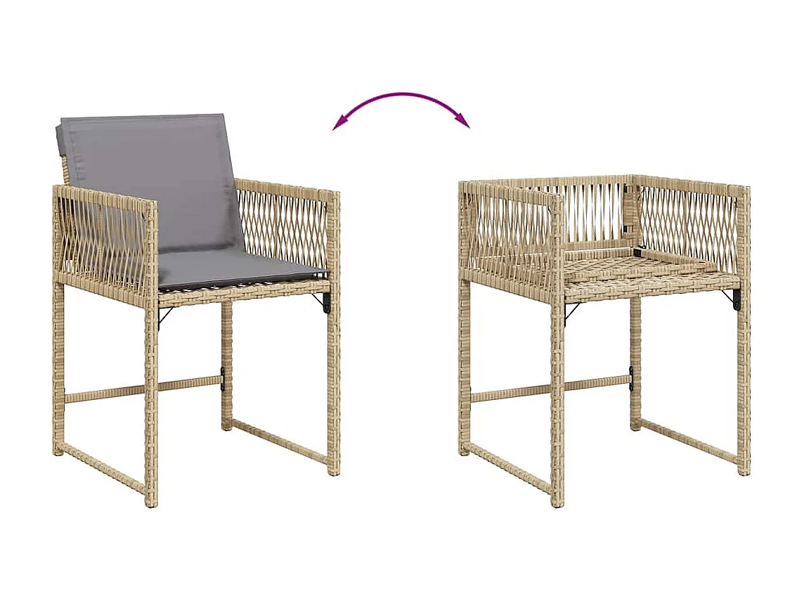 Chaises de jardin avec coussins lot de 4 mélange beige