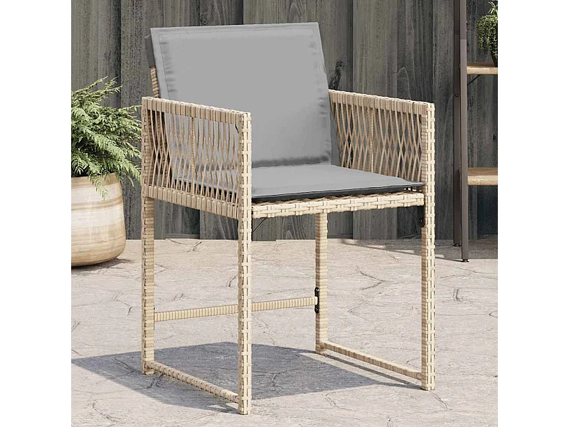 Chaises de jardin avec coussins lot de 4 mélange beige