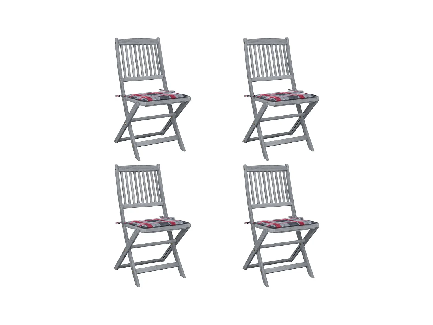 Chaises pliables d'extérieur 4 pièces avec coussins Bois d'acacia