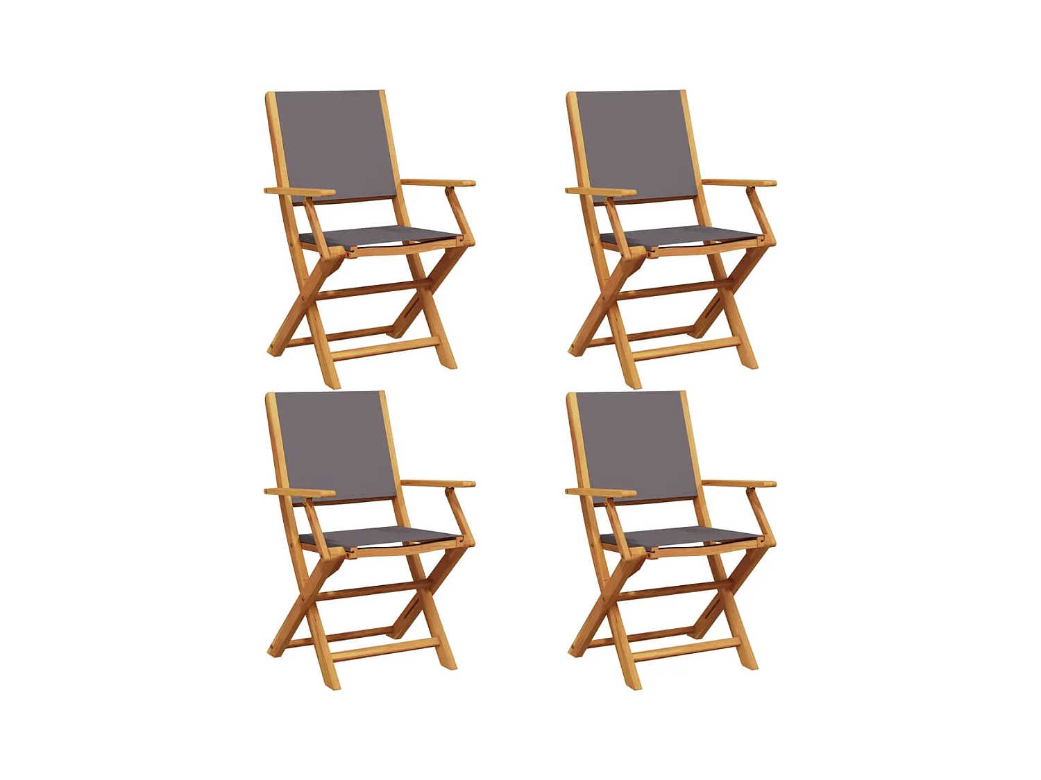 Chaises de jardin pliantes lot de 4 tissu et bois massif