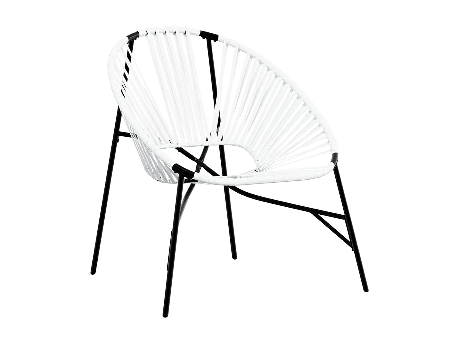 Cadeira de jardim em forma de ovo vime PE preto e branco