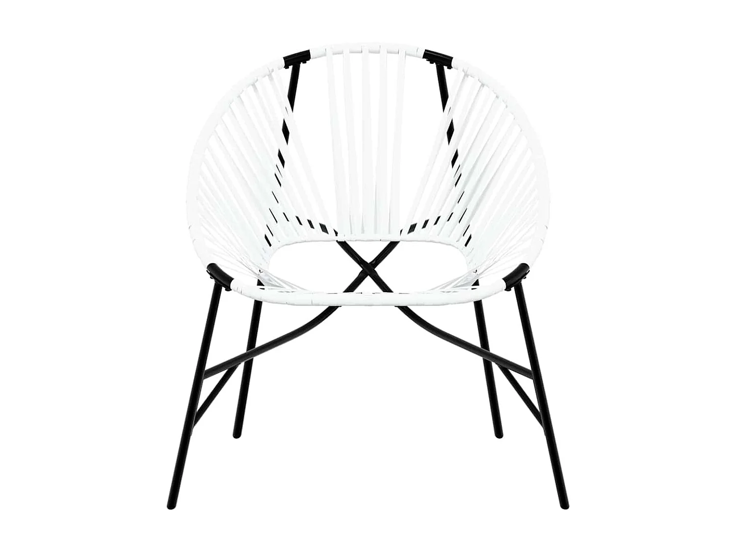 Cadeira de jardim em forma de ovo vime PE preto e branco