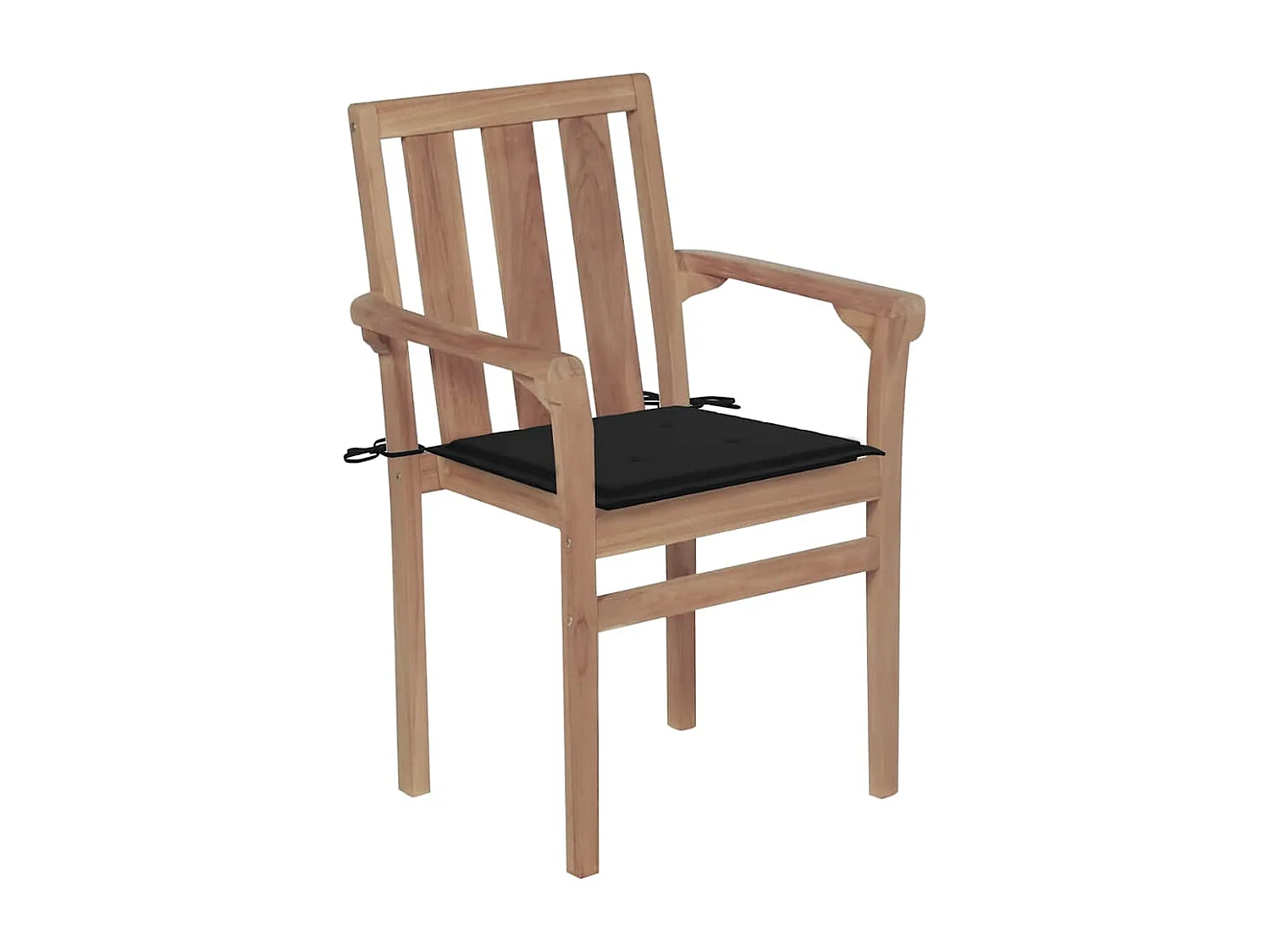 Chaises de jardin 2 pièces avec coussins noir Bois de teck massif