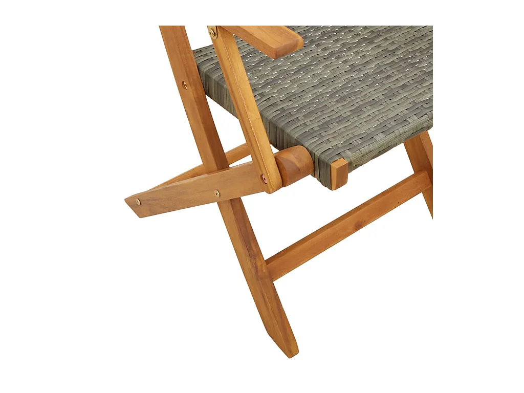 Chaises de jardin pliantes lot de 4 gris poly rotin bois massif