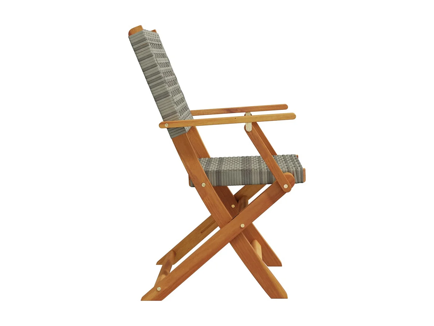 Tuinstoelen 4 stukkeninklapbaar poly rattan en massief hout grijs