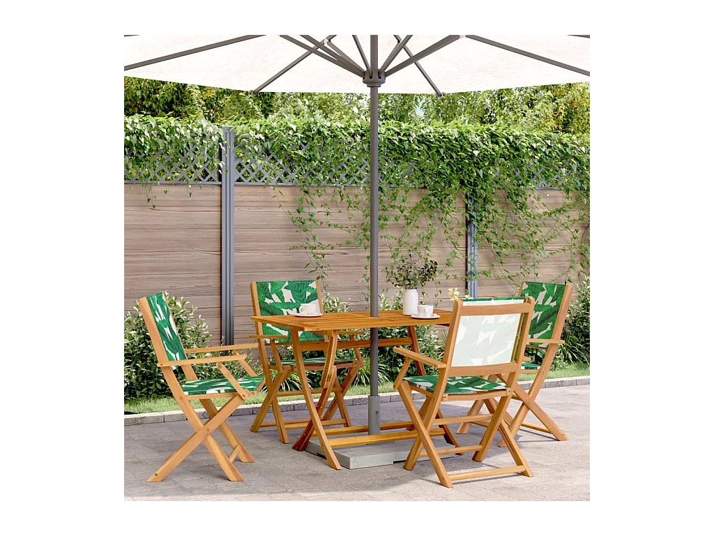 Chaises de jardin pliantes lot de 4 vert tissu et bois massif
