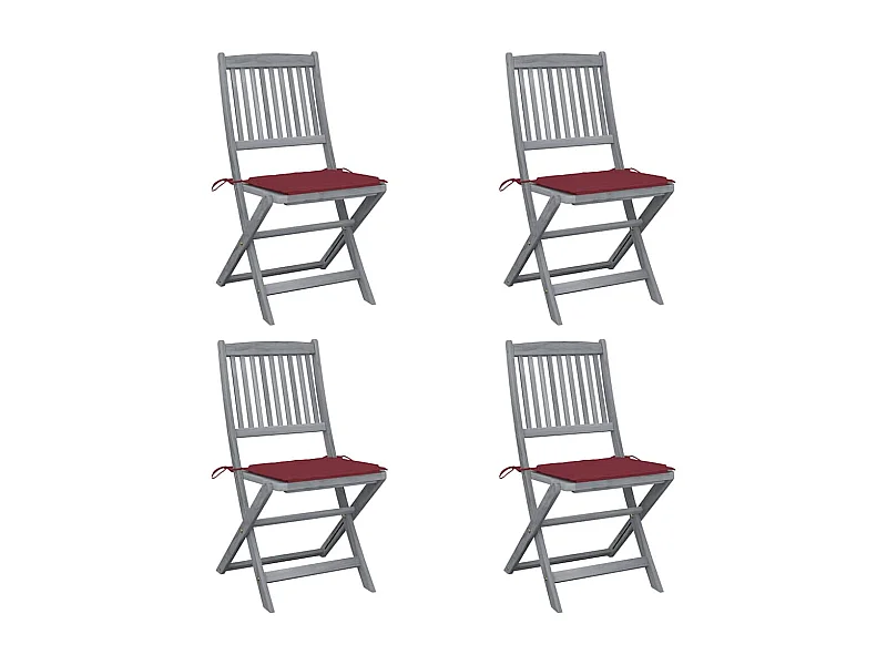 Chaises pliables d'extérieur 4 pièces avec coussins Bois d'acacia