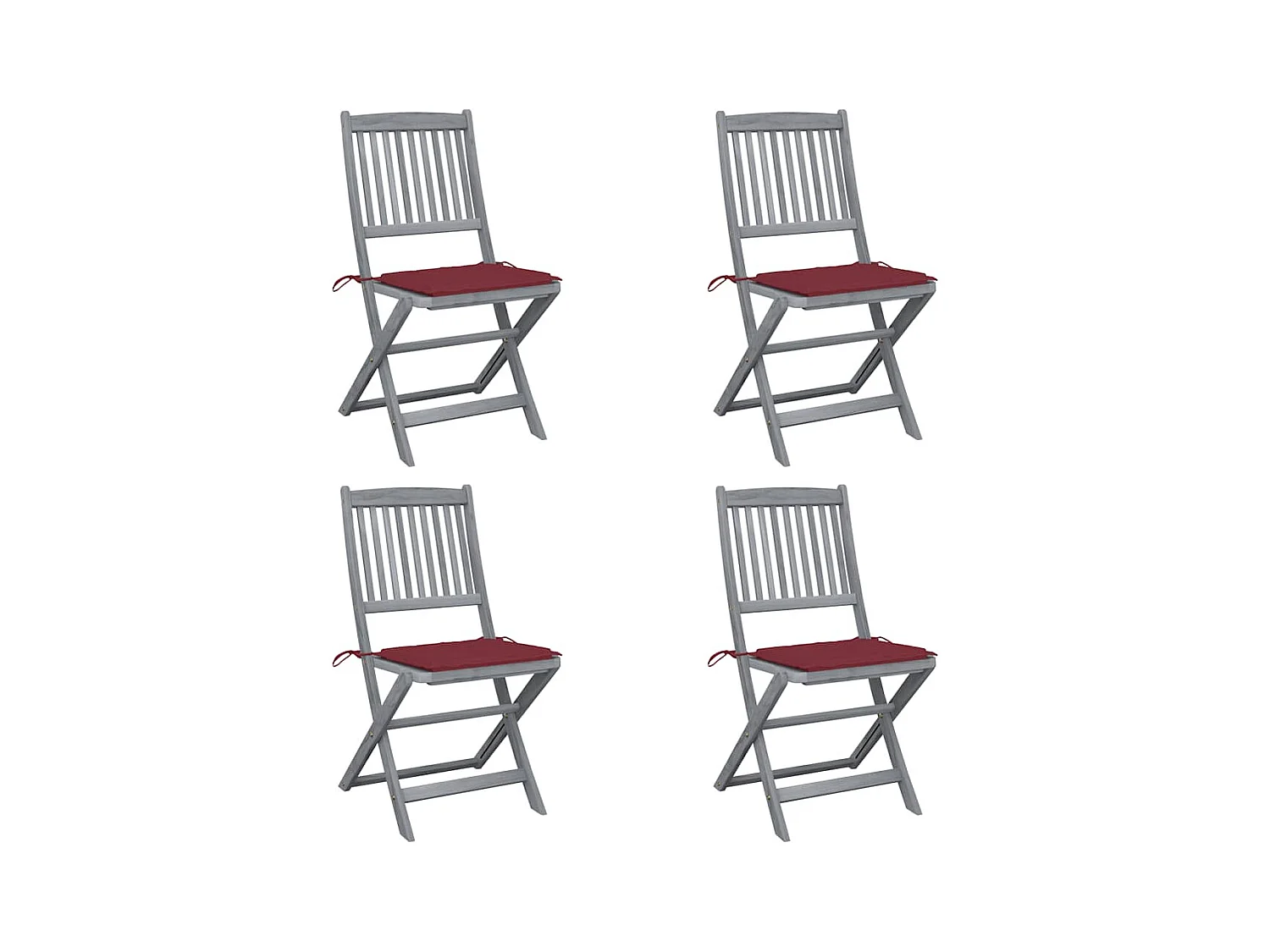 Chaises pliables d'extérieur 4 pièces avec coussins Bois d'acacia