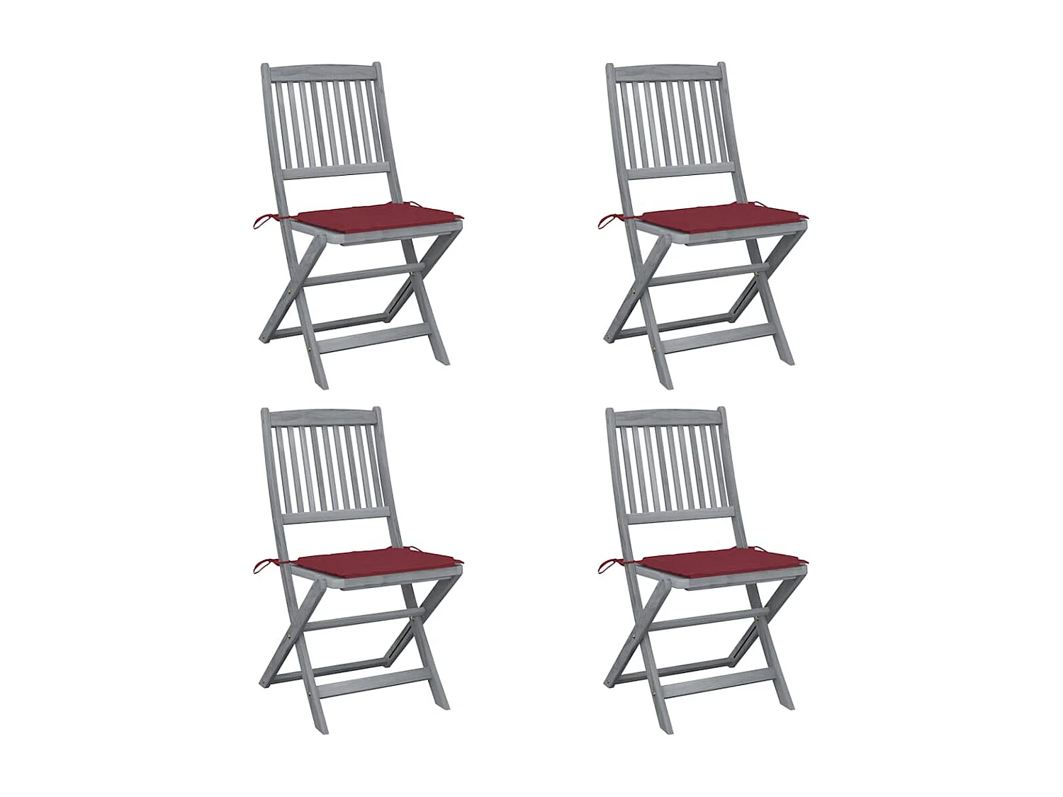 Chaises pliables d'extérieur 4 pièces avec coussins Bois d'acacia