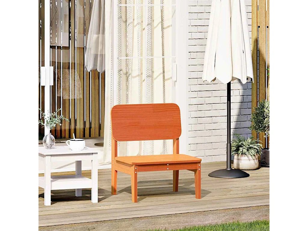 Silla de jardín madera maciza de pino marrón cera 60x52,5x72 cm