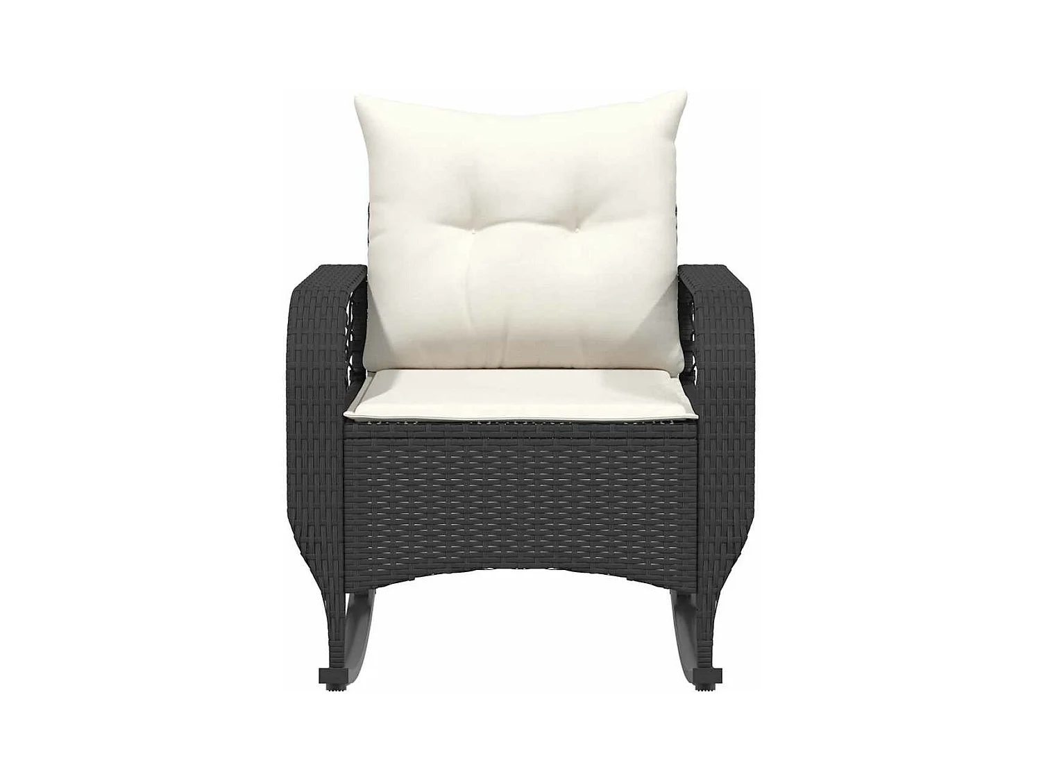 Tuinschommelstoel met kussens poly rattan zwart