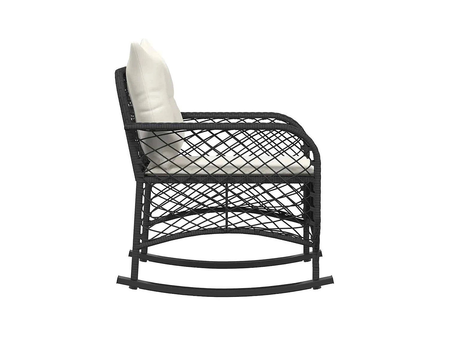 Tuinschommelstoel met kussens poly rattan zwart