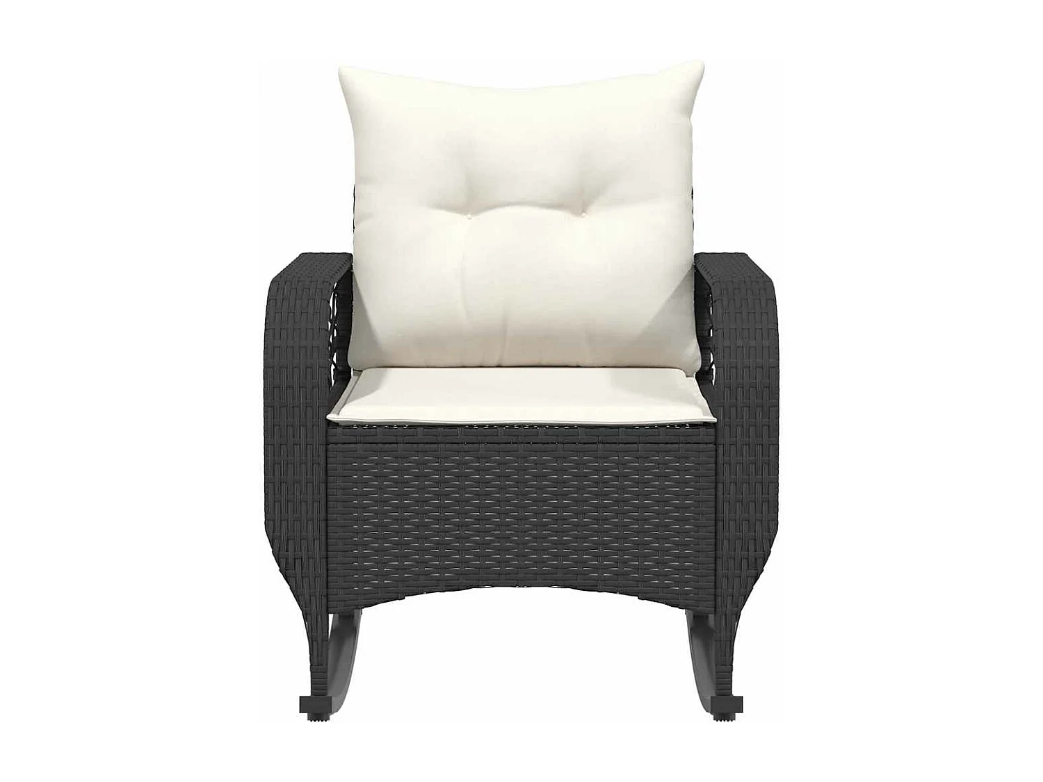 Chaise à bascule de jardin avec coussins noir résine tressée