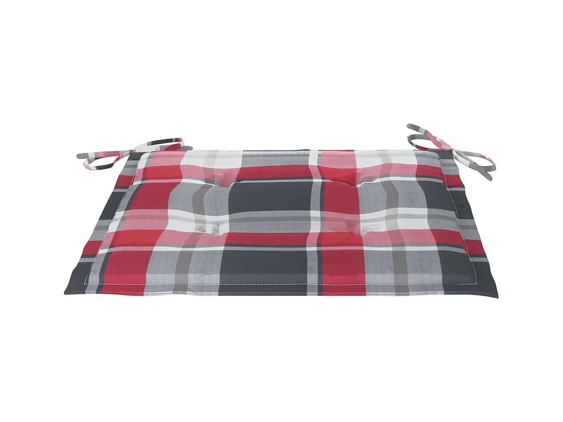 Chaises de jardin 2 pièces avec coussins à carreaux rouge Teck