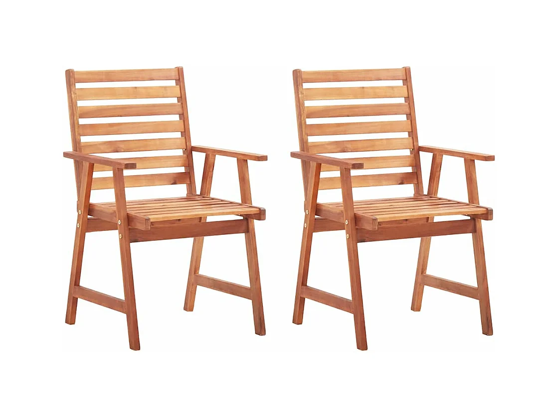 Chaises à dîner d'extérieur 2 pièces avec coussins Acacia massif