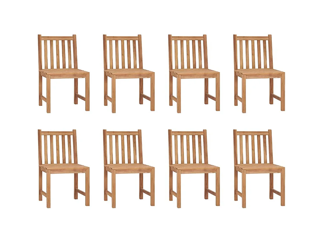 Chaises de jardin 8 pièces avec coussins Bois de teck massif