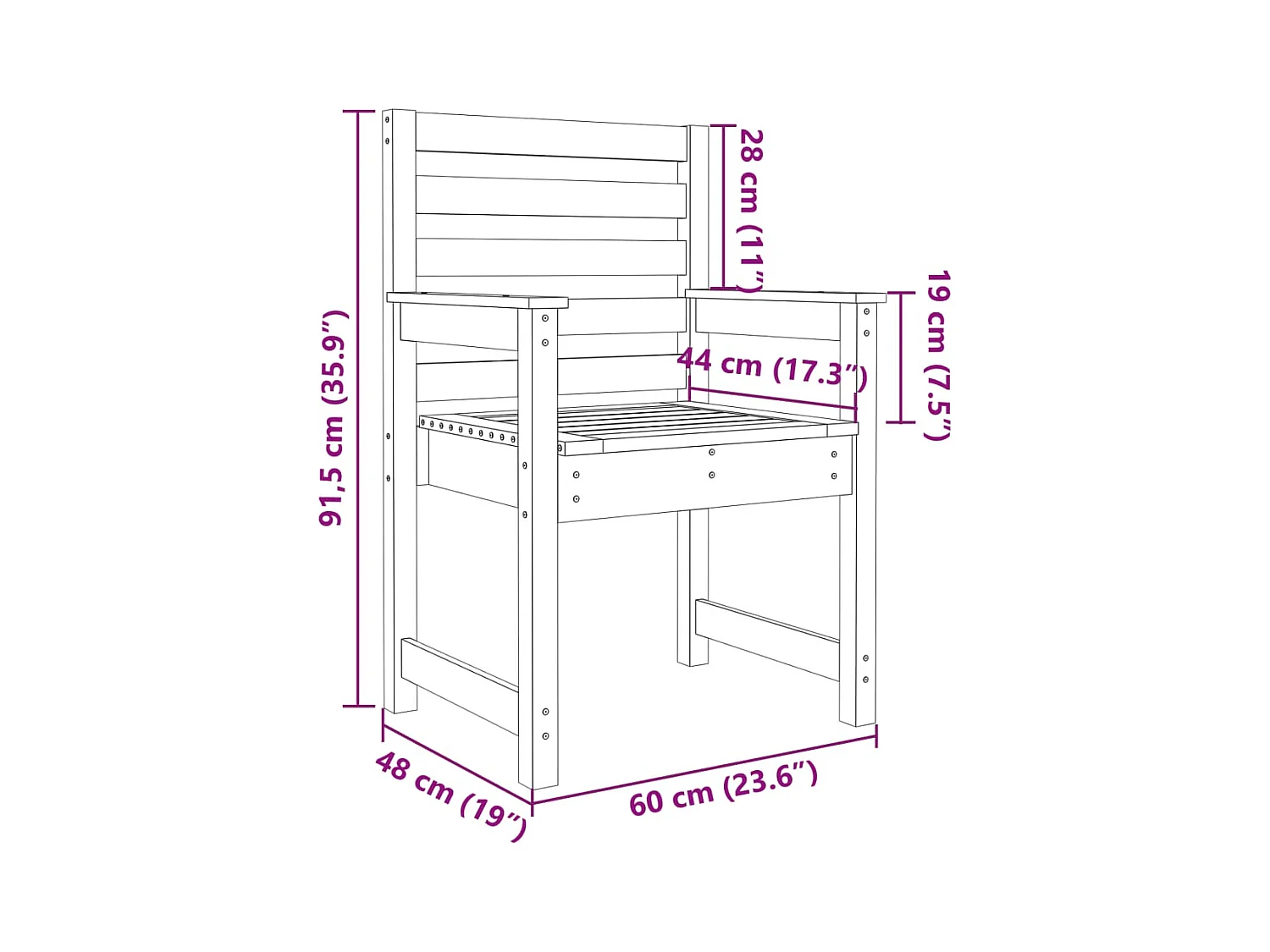 Tuinstoelen 2 st 60x48x91 cm massief douglashout