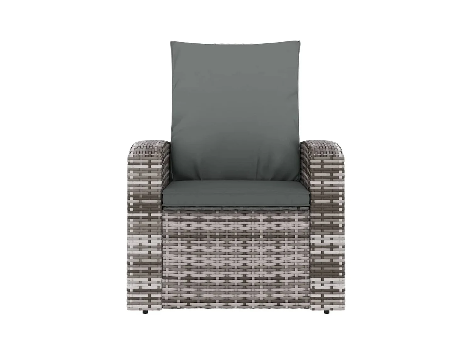 Fauteuil inclinable de jardin avec coussins gris résine tressée