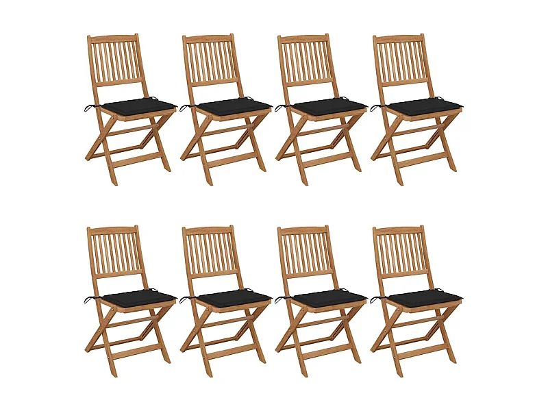 Tuinstoelen 8 st inklapbaar met kussens massief acaciahout