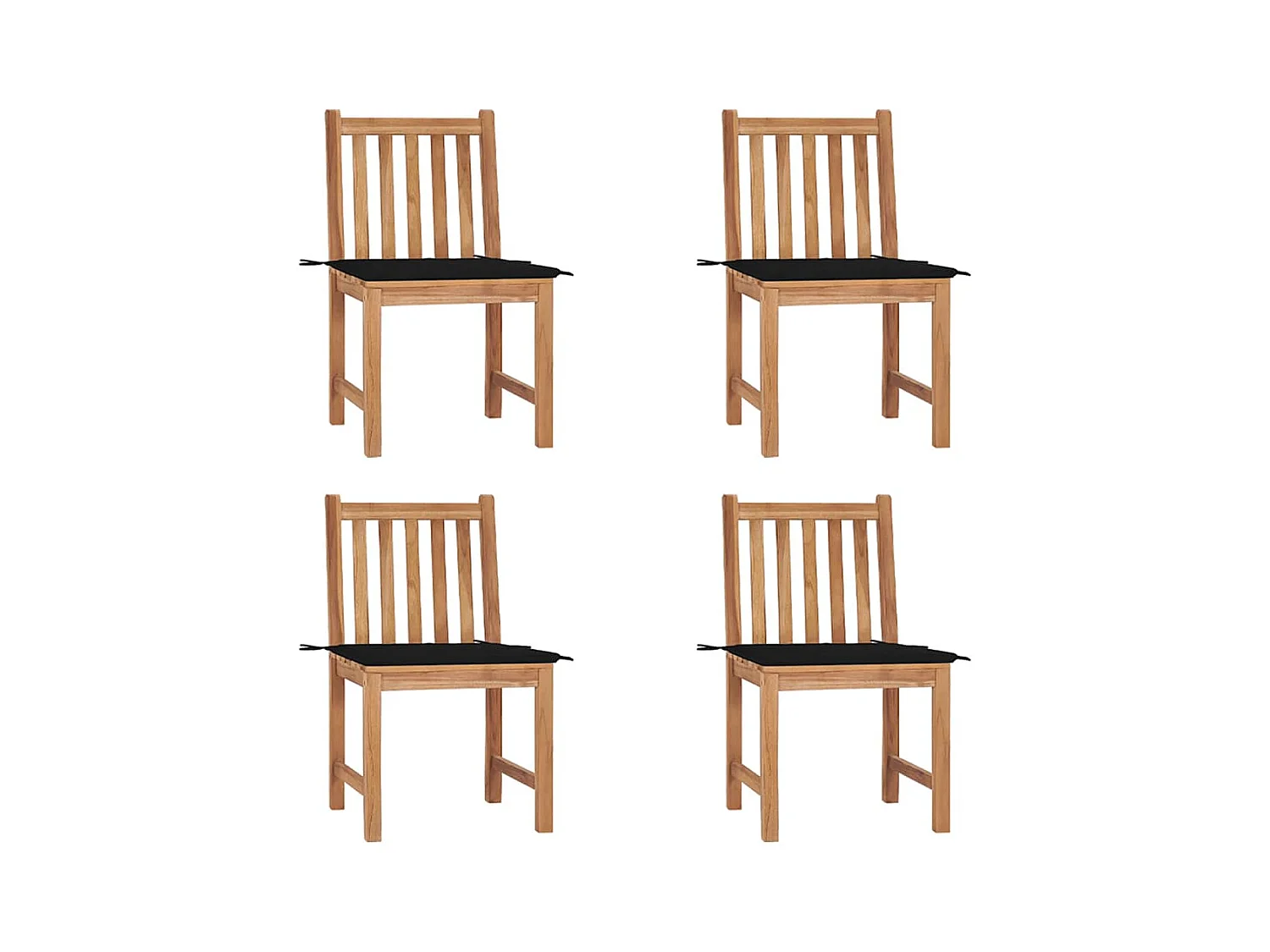 Chaises de jardin 4 pièces avec coussins Bois de teck massif