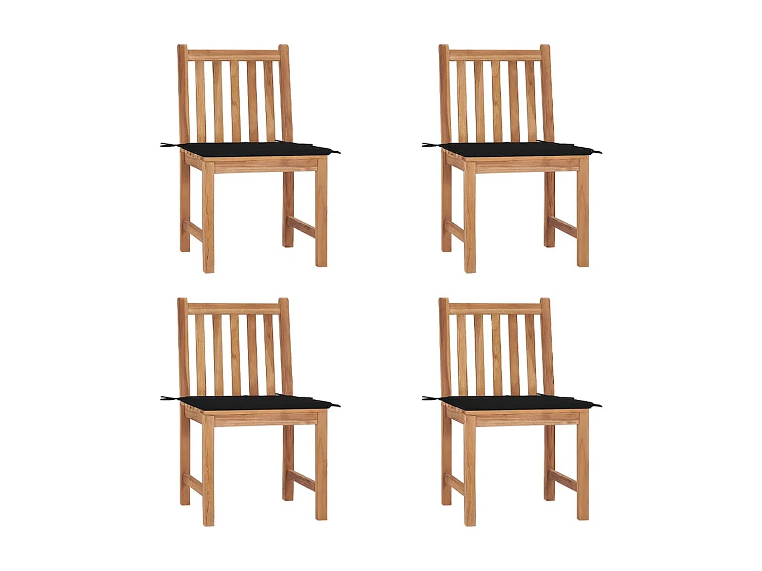 Chaises de jardin 4 pièces avec coussins Bois de teck massif