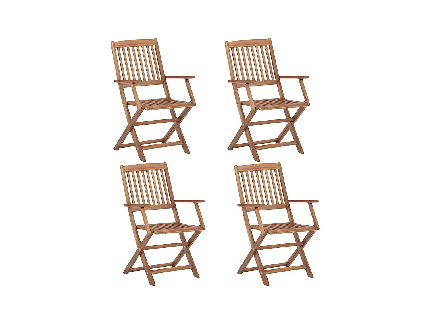 Chaises pliables de jardin 4 pièces avec coussins Bois d'acacia