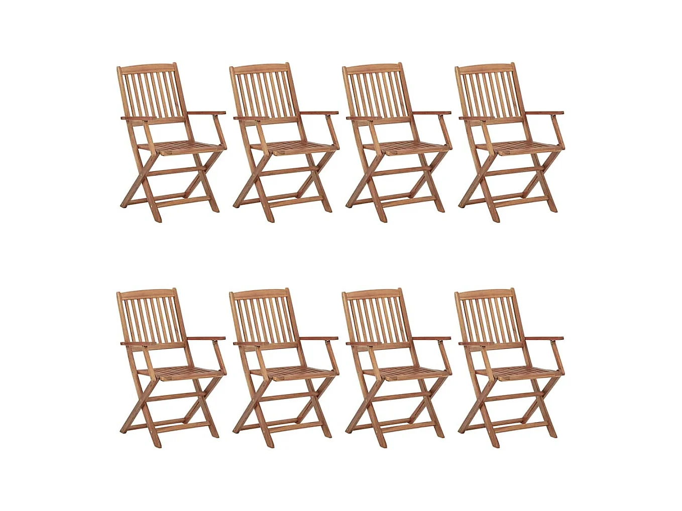 Chaises pliables de jardin 8 pièces avec coussins Bois d'acacia